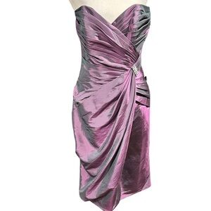 Sophia Tolli Amethyst Iridescent Strapless Corset Back Dress New with Tags Sz 10